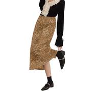 Tüllrock Schwarz Kleid Glitzer Damen Damen A Linie Glitzer Pailletten Faltenrock Mittellang Elegant Festlich Faltenrock Khaki One Size