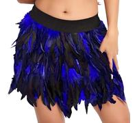 Tüllrock Schwarz Kleid Glitzer Damen Europäische amerikanische Bühnenperformance-Kleidung für Damen Feder-Halbkörperrock kurzer Rock Blue XXXL