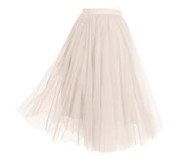 Tüllrock Weiß, Tüllrock Damen Tüll Röcke High Low Layered Puffy Fee A-Linie Midi Rock Unregelmäßiger Tutu Weich Knielang Bunt Skirt Silvester Festival Outfit für Abschlussball Karneval Party