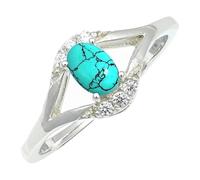 Türkis Laborgezüchteter Edelstein für Herren und Damen in allen Größen Sterling Silber Handgefertigter Band Ring Geschenkartikel Schmuck CRG1243BU2_(48 (15.3))