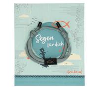 Butzon & Bercker türkises Textil-Armband mit schwarzem Ichthys-Anhänger: Segen für dich. Christlicher Schmuck für Kinder zur Kommunion, Taufe oder Geburtstag. Kinderarmband in Geschenkverpackung