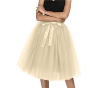 Tütü Damen A-Linie Retro Tüll Rock Tüllrock Lang Karneval 50er Rockabilly Tulle Tüllröcke Klassisch Fasching 80er Tülleock Tutu Party Große Größen