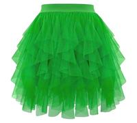TüTü Damen - Chiffon Stufenrock fließend bauschig kurzer Saum Volant Partykleid lässig elegant Rüschenbund asymmetrischer Schnitt für Alltag Freizeit
