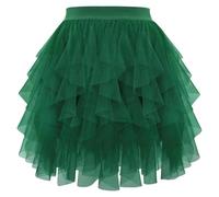 TüTü Damen - Chiffon Stufenrock fließend bauschig kurzer Saum Volant Partykleid lässig elegant Rüschenbund asymmetrischer Schnitt für Alltag Freizeit