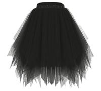 Tütü Rock Damen Lang Tüllrock Ballett 50er Jahre Tanzrock Vintage Midi Röcke Damen Tutu Unregelmäßig Petticoat Unterrock Tüll Mit Gummibund Midirock Frauen Elegant Faschingskostüme Damenrock