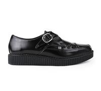 TUK Pointed Creeper Plateau-Schuhe aus schwarzem Leder mit Monk-Schnalle - A8520 EU40