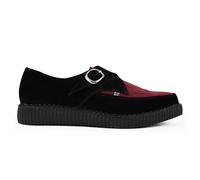 TUK Pointed Creeper Plateau-Schuhe aus schwarzem und burgunderfarbenem Wildleder mit Monk-Schnalle - A9592 EU 37