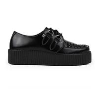 TUK Viva High Creeper Schwarze Leder-Plateau-Schnürschuhe im Gothic-Stil - AV6802 EU45