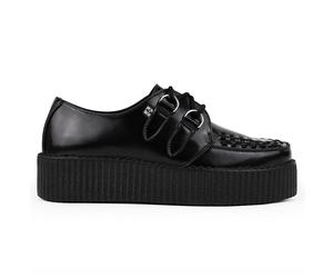 TUK Viva High Creeper Schwarze Leder-Plateau-Schnürschuhe im Gothic-Stil - AV6802 EU45