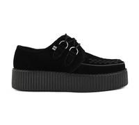 TUK Viva High Creeper Schwarze Wildleder-Plateau-Schnürschuhe im Gothic-Stil - AV6802 EU 38
