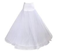 TUKA Reifrock Unterrock Elastisch 1 Ring mit Spitze, One-Size für Gr. 32 bis Gr. 42, Petticoat Vintage Retro Crinoline für Ballkleid Wedding Kleid Brautkleid Abendkleid, Weiß, TKB0019 White