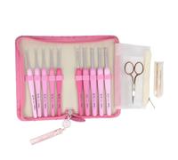 Tulip Häkeln Haken Satz, Aluminium, Rosa, Geschlossen: 17cm x 10,5cm / Geöffnet: 21cm x 17cm