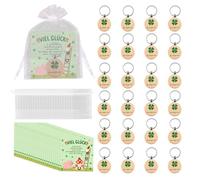 Tulov 24 Set Glück Geschenke Set,Glück Schlüsselanhänger Holz.Inkl 24 Glücksbringer Schlüsselkarabiner,Glück Karten,Organzasäckchen,für Abschied Danke Weihnachten Silvester Firmung Schulanfang