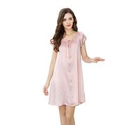 Tulpen Women's Lace Spitze Nightdress Kurzaermelig Bride Silk Hochzeit Rosa M