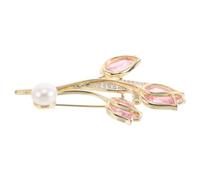 Tulpenbrosche aus Kupfer und Zirkon, Rosa, Elegante Anstecknadel für Damen