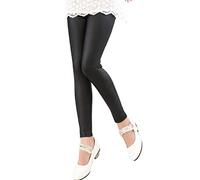 Tulucky Mädchen Dehnbares Kunstleder Legging Teens Hosen Tag150(Big Girl 8-10 year) Schwarz