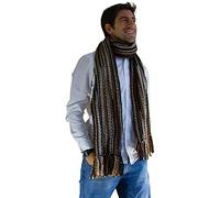 Tumia LAC - Dick gestreiDer, extralanger komfortabler Schal - handgemacht und sehr warm ? Unisex - Braun