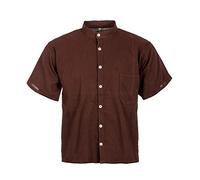 Tumia Lac, kurzärmliges Großvaterhemd, 100% Baumwolle, verschiedenen Farben, ethisch gehandelt Gr. XX-Large, braun
