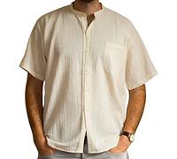 Tumia Lac, kurzärmliges Großvaterhemd, 100% Baumwolle, verschiedenen Farben, ethisch gehandelt Gr. XX-Large, beige