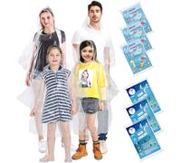 TUNCHMO 6 Stück Durchsichtig Regenponchos Familien-Set für Damen Herren und Kinder - Wasserdichter Regenschutz, 50% Extra dicke Regencape mit Kapuze，Leichtgewichtiger Transparenter