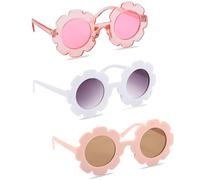 Tunejoy Kinder Sonnenbrillen 3 Stück Süß Runde Sonnenbrille Blumen Geformt Brille für Mädchen Party Geschenk Outdoor Strand Sonnenbrille (Farbe A)