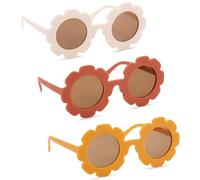 Tunejoy Kinder Sonnenbrillen 3 Stück Süß Runde Sonnenbrille Blumen Geformt Brille für Mädchen Party Geschenk Outdoor Strand Sonnenbrille (Farbe B)