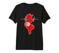 Tunesien Karte mit Herzschlag Vintage Flagge Tunesien Premium T-Shirt
