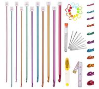 Tunesische Häkelnadeln Set mit Zubehör, Aluminium Lange Nadeln 2-8 mm