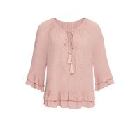 Tunika BONPRIX, Damen, Gr. 36, hellrosa, Obermaterial: 100% Viskose, A-Linie, Tuniken, A-Linien-Passform, mit 3/4-Ärmeln, gleichfarbige Stickerei (65868510-36) hellrosa