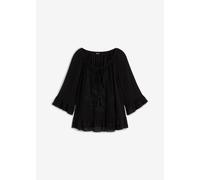 Tunika BONPRIX, Damen, Gr. 50, schwarz, Obermaterial: 100% Viskose, A-Linie, Tuniken, A-Linien-Passform, mit 3/4-Ärmeln, gleichfarbige Stickerei (94304434-50) schwarz