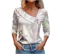 Tunika Blusen Sommer T-Shirt Shirt Mit Etwas Längeren Ärmeln Oberteil Asymmetrisch Leichte Shirts Tiefer Ausschnitt Damen Top Sommer