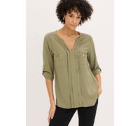 Tunika BONPRIX, Damen, Gr. 42, oliv, Obermaterial: 100% Viskose, figurumspielend, Tuniken Tunika, figurumspielende Passform, mit langem Arm, mit eingelegten Falten (70338711-42)