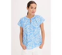 Tunika BONPRIX, Damen, Gr. 44, blau, weiß bedruckt, Obermaterial: 85% Viskose, 15% Polyamid, figurumspielend, Tuniken, leicht strukturiertes Material, modischer Print, ärmellos (68569747-44) blau, wei