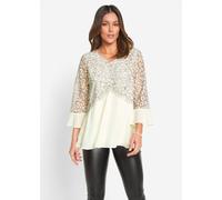 Tunika BONPRIX, Damen, Gr. 44, wollweiß, rauchgrau, Obermaterial: 100% Polyester. Spitze: 60% Baumwolle, 30% Polyamid, 10% Polyester, Tuniken, eleganter Stil für festliche Anlässe, mit modischem Spitz