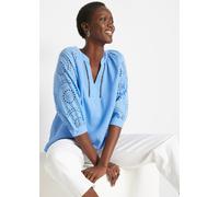 Tunika BONPRIX, Damen, Gr. 48, mittelblau, Obermaterial: 100% Baumwolle. Ärmel: 100% Baumwolle, figurumspielend, Tuniken, figurumspielende Passform, mit 3/4-Ärmeln, aus reiner Baumwolle (13095762-48)