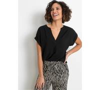 Tunika BONPRIX, Damen, Gr. 52, schwarz, Obermaterial: 100% Viskose, regular fit, Tuniken Tunika, eleganter Look, Kurzarm-Design, Regular Fit, mit Henley-Kragen (55969434-52)
