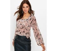 Tunika BONPRIX, Damen, Gr. 52, vintagerosa bedruckt, Obermaterial: 100% Polyester, figurumspielend, Tuniken, figurumspielende Passform, mit langem Arm, aus Polyester (66617130-52) vintagerosa bedruckt