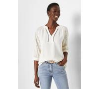 Tunika BONPRIX, Damen, Gr. 54, wollweiß, Obermaterial: 100% Baumwolle. Ärmel: 100% Baumwolle, figurumspielend, Tuniken, figurumspielende Passform, mit 3/4-Ärmeln, aus reiner Baumwolle (92169648-54) wo