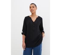 Tunika BONPRIX "Tunikabluse aus softer Viskose", Damen, Gr. 42, schwarz, Obermaterial: 100% Viskose, regular fit, Tuniken, Casual Stil, Regular Fit, mit Rundsaum, mit Knopfleiste (95088241-42) schwarz