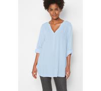 Tunika BONPRIX "Tunikabluse aus softer Viskose", Damen, Gr. 52, blau (hellblau), Obermaterial: 100% Viskose, regular fit, Tuniken, Casual Stil, Regular Fit, mit Rundsaum, mit Knopfleiste (64871365-52)