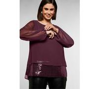 Longbluse SHEEGO, Damen, Gr. 52, burgund, 100% Polyester, Besatz:100% Polyester, unifarben, Rundhals, Blusen Longbluse (17594563-52) burgund