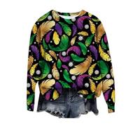 Tunika Damen Elegant Pailletten Oberteil Shirt Festliche Bluse Longshirt Rundhals Lässig T-Shirt Baumwolle Glitzer Tee Tops Leichte Vintage Sommershirt Weich Bequem Langarmshirt pullover damen