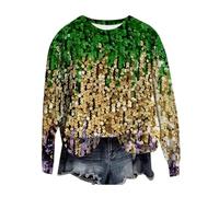 Tunika Damen Elegant Pailletten Oberteil Shirt Festliche Bluse Longshirt Rundhals Lässig T-Shirt Baumwolle Glitzer Tee Tops Leichte Vintage Sommershirt Weich Bequem Langarmshirt pullover damen