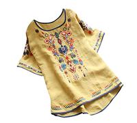 Tunika Damen mit Dufdruck Curvy Locker Damenshirt Top Basic Oversize Baumwolle T-Shirt Longshirt Grosse Grössen Kurzarm Rundhals Lang Kurzarmshirt Bluse