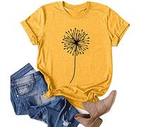 Tunika Damen mit Dufdruck Leicht Baumwolle Grosse Grössen Tshirt Top Locker Lang Rundhals Oberteile Kurzarmshirt Oversize Kurzarm Basic T Shirt Blusenshirt