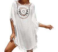 Tunika Damen Sommer: Beach Musselin Bikini Cover Up Curvy Strand Badekleid Sexy Mode Strandkleid Sarong Große Größen Pareos Sommer Elegant Ibiza Style Häkelkleid Kaftan