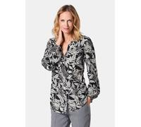 Tunika GOLDNER "Kurzgröße Tunika-Druckbluse", Damen, Gr. 21, schwarz (schwarz, weiß, gemustert), Obermaterial: 100% Viskose CV., figurumspielend, Raffung, Tuniken, mit durchgehender Knopfleiste (20254