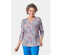 Tunika-Druckshirt mit Stehkragen blau 40