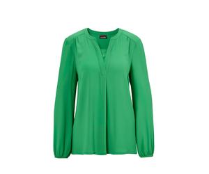Tunika GOLDNER "Bluse mit Tunika Ausschnitt", Damen, Gr. 42, grün, Obermaterial: 100% Polyester PES., figurumspielend, weit Gummibündchen, Tuniken, Falten (70355229-42) grün