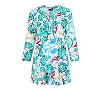 Tunika GOLDNER "Kurzgröße Halbarm Tunika mit Allover-Print", Damen, Gr. 21, weiß (weiß, grün, gemustert), Obermaterial: 95% Viskose CV. 5% Elasthan EL., Tuniken (50760012-21) weiß, grün, gemustert